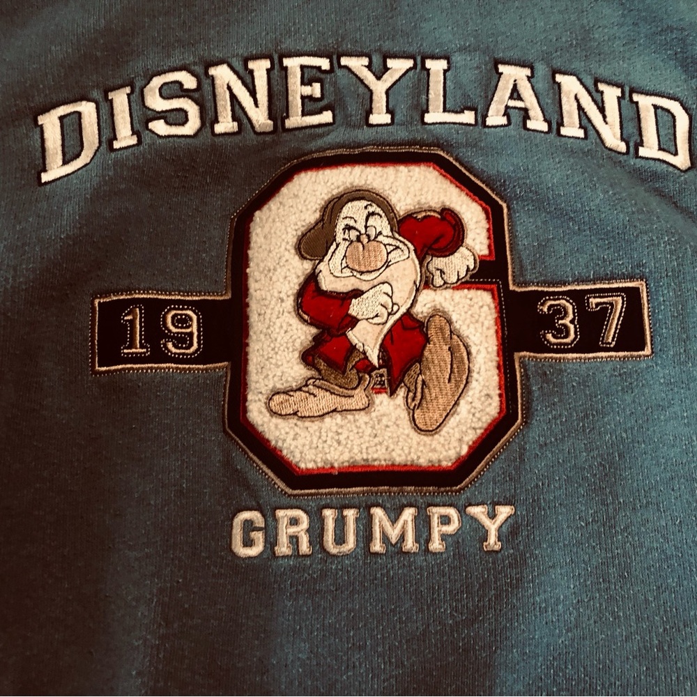 Disneyland Teal Hoodie with letterman style heavyweight vintage sz M